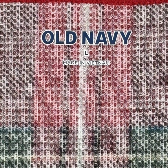 Old Navy Shirt Womens Large Red Green Plaid Thermal Waffle Knit Long Sleeve - Picture 2 of 8